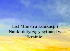 list Ministra Edukacji w sprawie sytuacji na Ukrainie